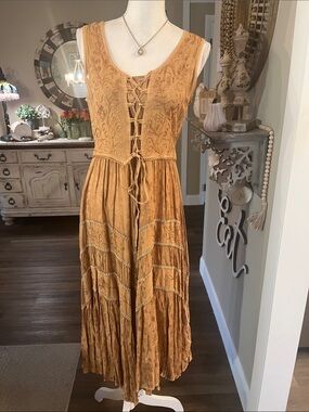 Scully Light Chestnut Lace-Up Maxi Dress